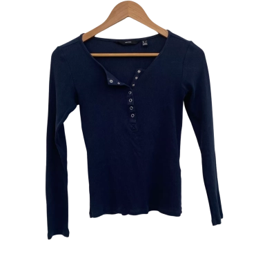 Vero Moda Womens  Size S / XS Button Down Top / Long Sleeve Top Navy Blue / Teal 