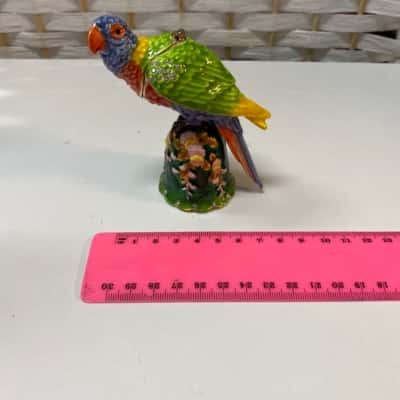Rainbow Lorikeet Jewelled Bird Trinket Box - Enamelled