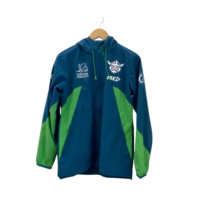 NRL Womens  Size 8 Raincoat Green Canberra Raiders ISCD