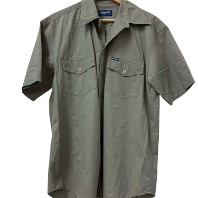 BOSS Mens Size L Green Short Sleeve Button Down