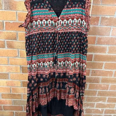 Ishka Womens  Size XXL Maxi Dress Black  / Pattern / Red 