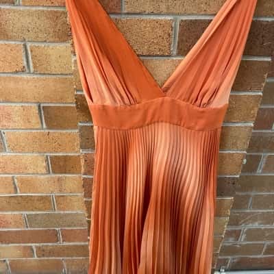 Bang By Melissa Womens  Size 8 Sun ray Pleated Mango Dress 