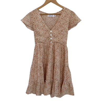 Petal + Pup Womens  Size 6 Floral Dress / Mini Dress Burnt Orange / Floral / White 
