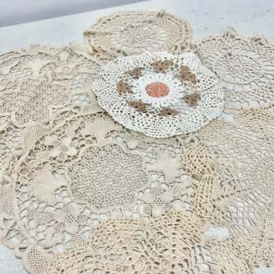 Vintage Hand Crocheted Doilies X 7 
