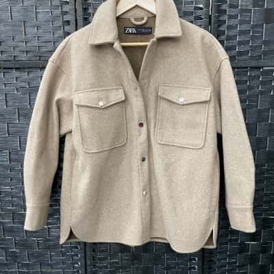 Zara Womens  Size S Long Sleeve Top Beige 