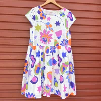 Gorman Womens Size 8 White/Pattern Beach Dress
