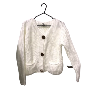 Indi Luxe By Indikah White Oversized Chunky Knit Cardigan With Gold Buttons Size 10