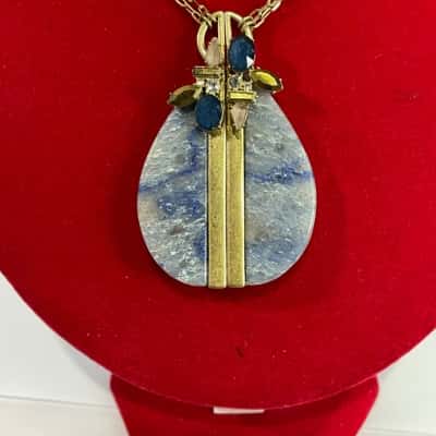 Mimco 2 in 1 Necklace w/ Blue Stone Pendant