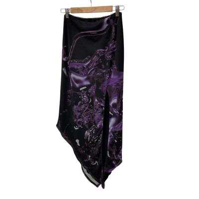 Neovision - Hybrid Asymmetric Midi Skirt Black Print Size 10