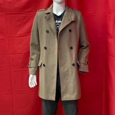 RDX (Tailors for the Dapper Gent) Mens  Size S Winter Wool Blend Coat - Camel Colour