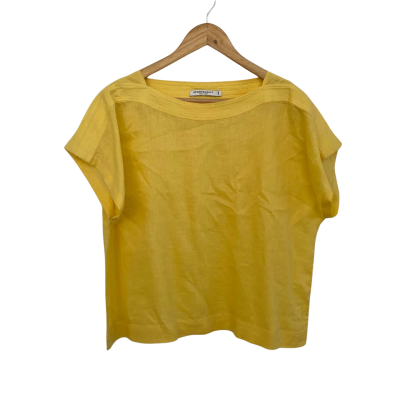 Sportscraft Womens Linen Size M / S Short Sleeve Top Yellow 