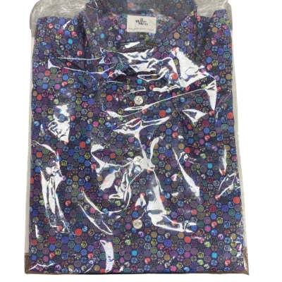 WISE MEN Size 38 Business Shirt Blue / Multicoloured / Pattern 