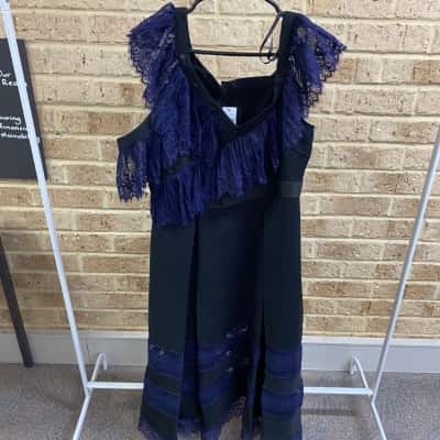  Womens self portrait OFF SHOULDER DRESS BLACK Size 14 