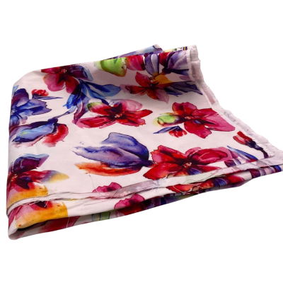 cotton mix stretch fabric.  156 (w) x 142 (L) cm approx.  Trpical flowers pattern
