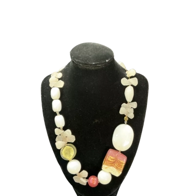 Murano Glass, Quartz and Sterling Necklace Made in Italy