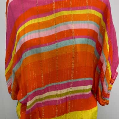 Ruby Yaya Womens  Size L 3/4 Sleeve Top Gold / Orange / Pink  / Yellow 