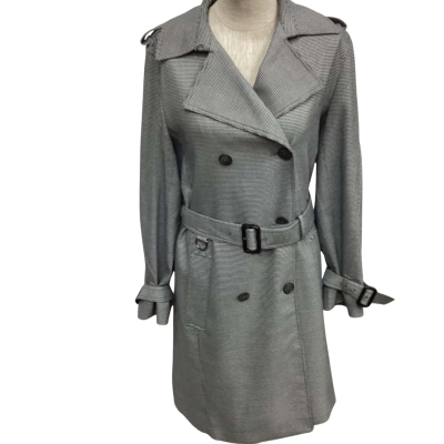 Sportscraft Womens  Size 10 Trench Coat Black  / Checked / White 