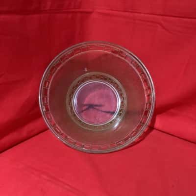 Uranium Glass Fruit Bowl with Greek Key Pattern