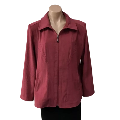 Black Pepper Womens Size 14 Dark Red Zip Front Long Sleeve Jdcket