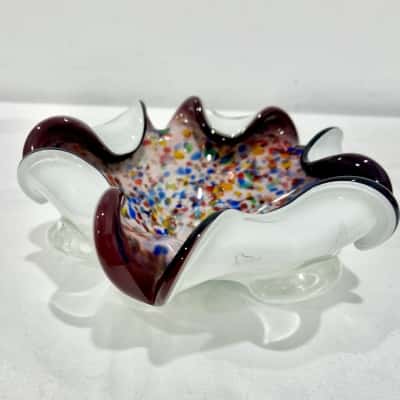 Vintage Murano Art Glass Tutti Frutti Sweet Bowl