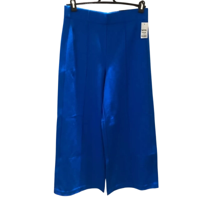 BNWT Jones & Co Womens  Size L Cropped Pants / Wide Leg Pants Blue 