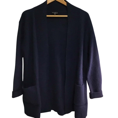  Womens  Maglia Size 16 Raccoon Wood Blend Cardigan Black  