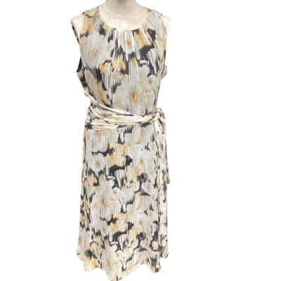 NEW - David Lawrence Womens  Size 12 Sleeveless Dress  Black  / Burnt Orange / Cream / Multicoloured 