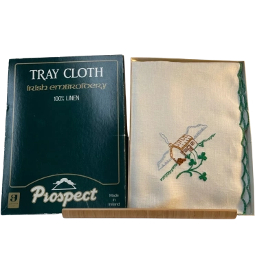 Vintage Irish Embroidered Tray Cloth 