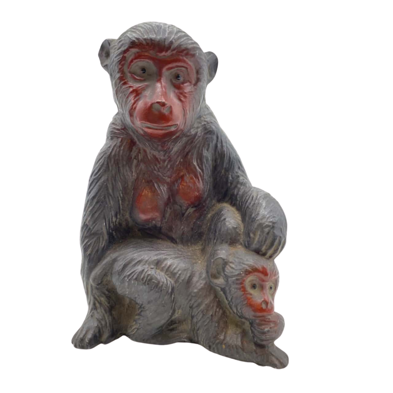 Cast Iron Monkey Heavy Statue Mother and Child 12.5 x 8cm(s)
