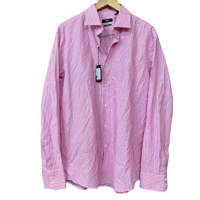 BNWT Boss Hugo Boss Mens Size 44 Pink/White Striped Shirt 