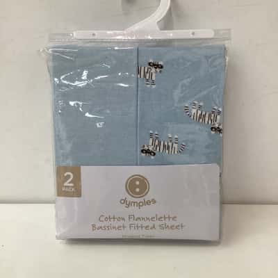 NEW - Dymples Cotton Flannelette Bassinet Fitted Sheet 2 pack