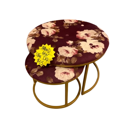 Pair Floral Stack Stools 