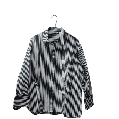 Country Road Women's Size 10 Shirt Green / Striped / White 