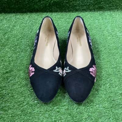 Peter Sheppard Black Floral Pattern Flats Size 38