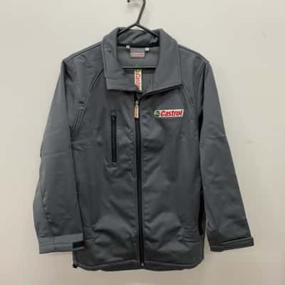 Castrol Racing Jacket Mens  Size M Front Zipper Grey 