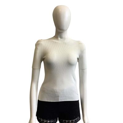 Forever New Women's Size 8 Rib Stretch Short Sleeve Top White 