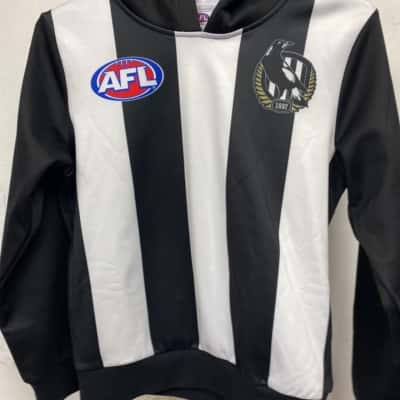 Collingwood AFL Kids  Size 10 Sport Top Black  / White 
