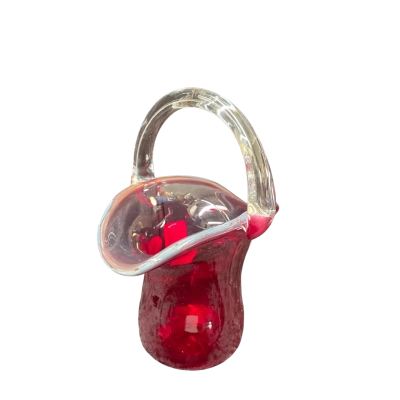 Vintage Bohemian Red Crystal Basket.