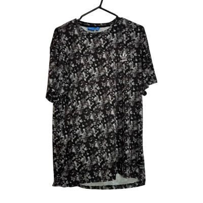 Adidas Mens  Size XL Short Sleeve Shirt Black  / Grey / White 