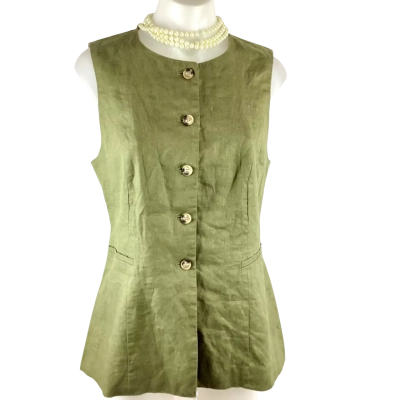 Seed Womens  Size 10 Button Up Top Rainforest Green