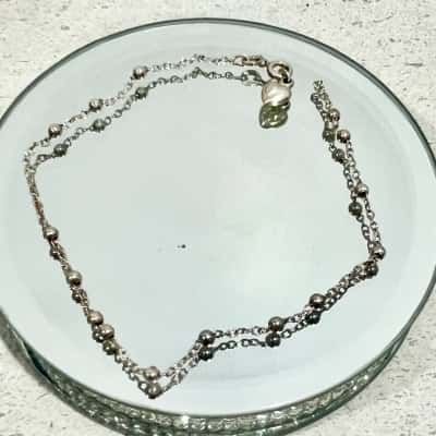 925 Italy Large Anklet W/ Loveheart/ small ball detail 