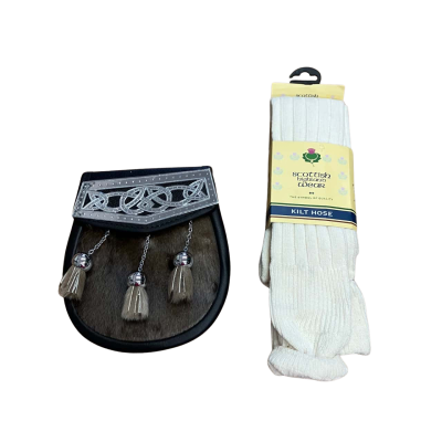 Loch Carron Greenland Seal Sporran NEW With Bonus Kilt Hose 