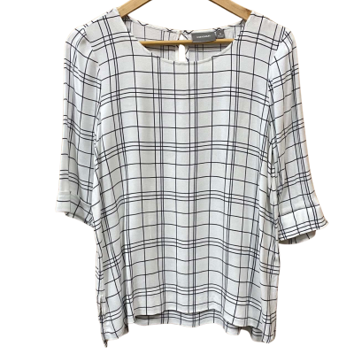 Sussan White/Black Checked Top Size 8