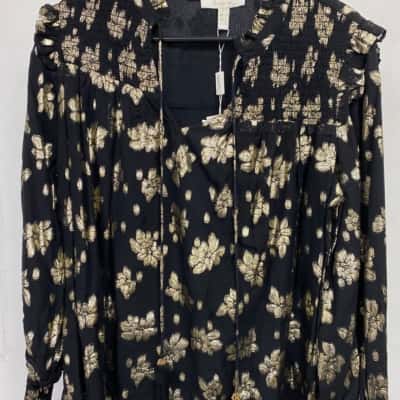 Gysette Womens  Size 10 Blouse Black  / Gold 