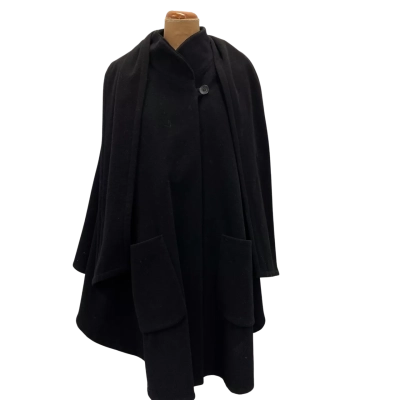 Womens Black Wool Blend Cape/Jacket Size 14