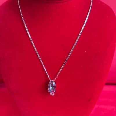  Women's Silver Tone Necklace featuring a Teardrop Shaped Mystic Topaz Pendant 