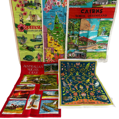 Queensland Souvenir Tea Towels x5 - New 