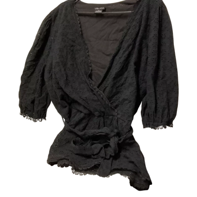 City Chic Womens  Size M 3/4 Sleeve Shirt Black  
