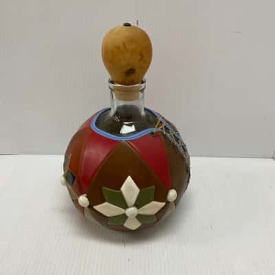 Multi-coloured Spanish Leather and Glass Decanter