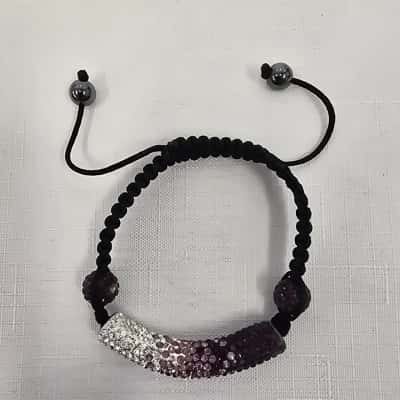  Womens Friendship Bracelet Purple / White Rhinestones Sparkling Look.